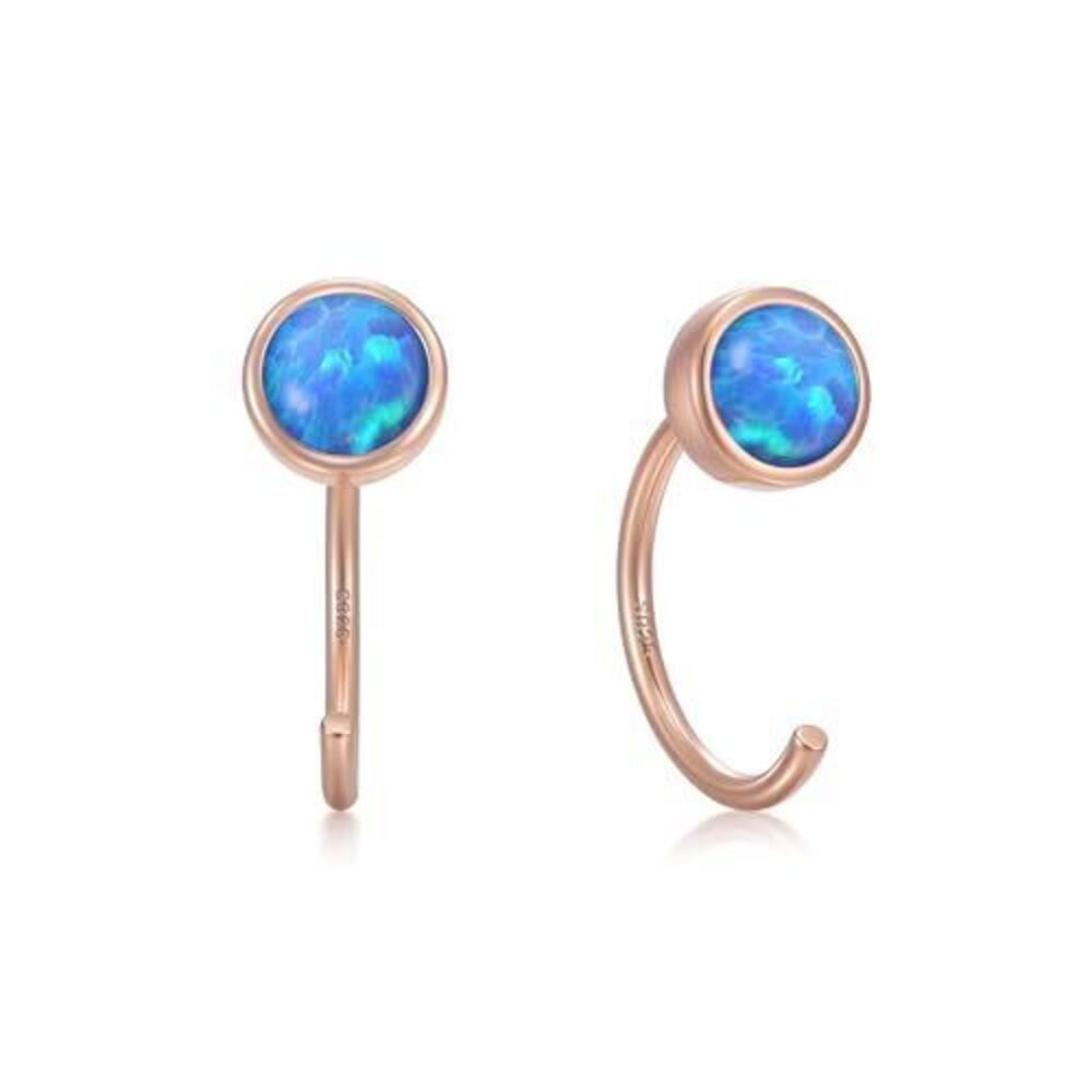 8939 Backless Earrings 18K Rose Gold Plated 925 Sterling Silver Half Huggie